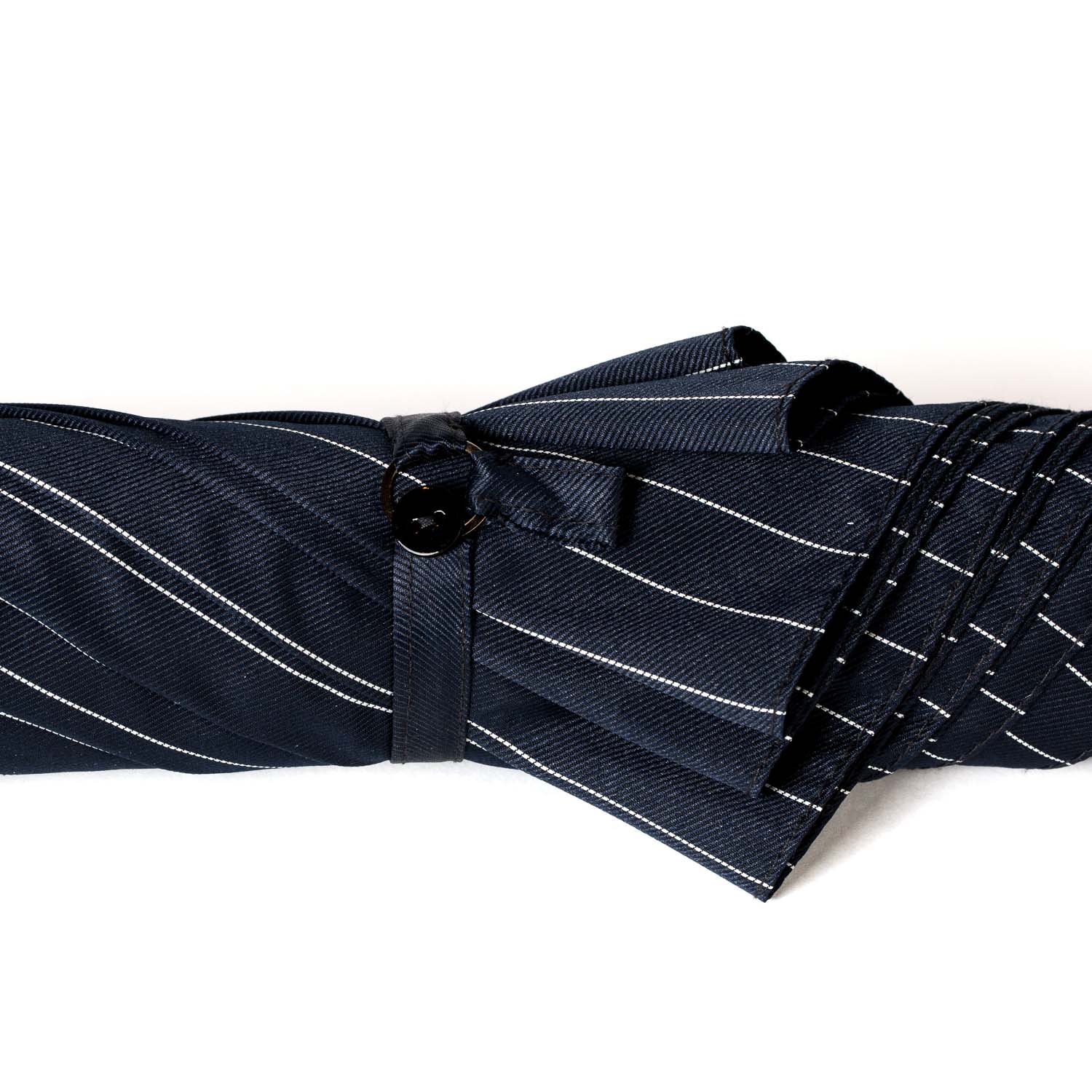 Dark Blue Striped Umbrella "Traveler" with Bamboo Handle